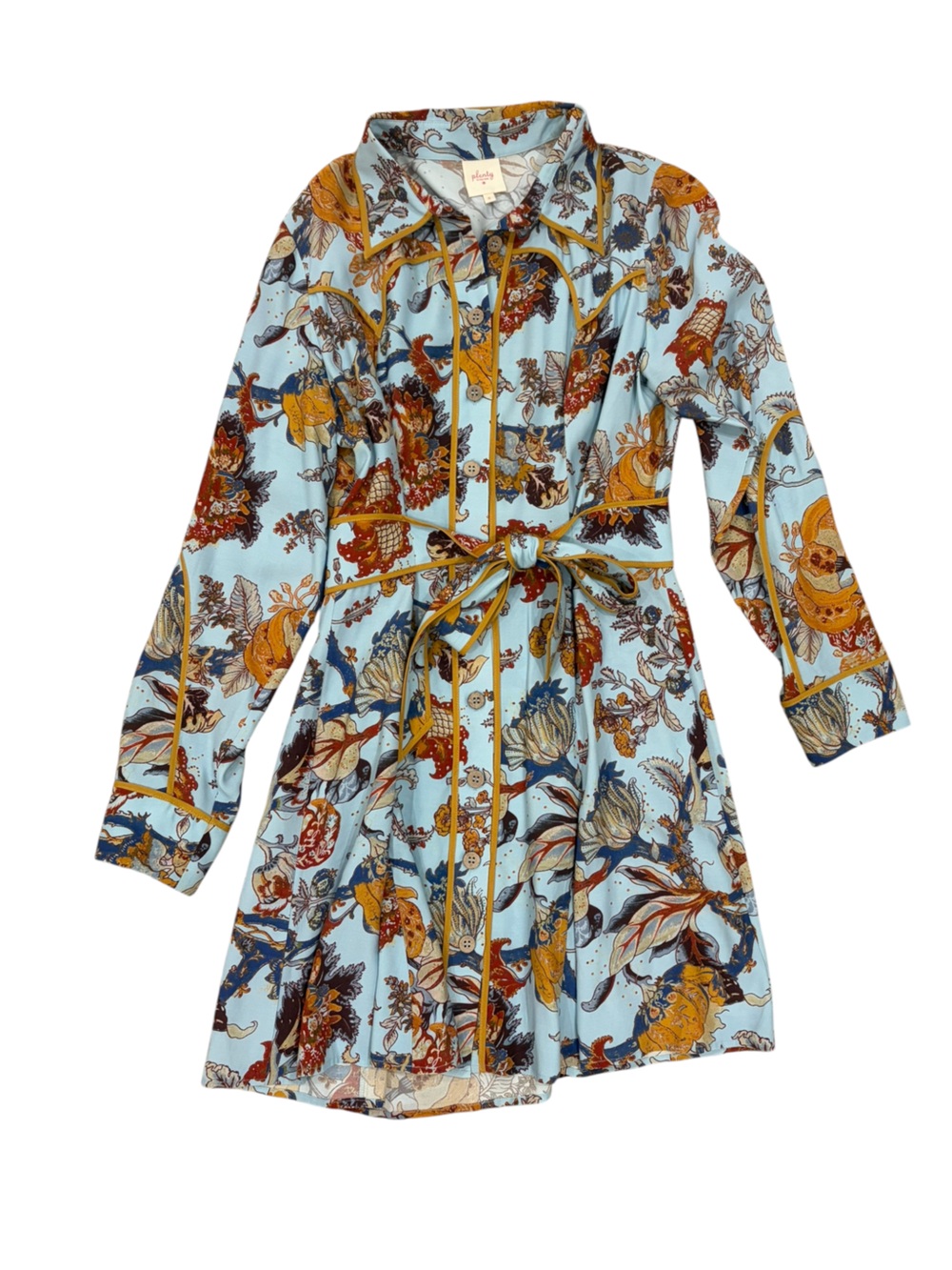 Plenty by Tracy Reese Blue Floral Belted Shirt Dress